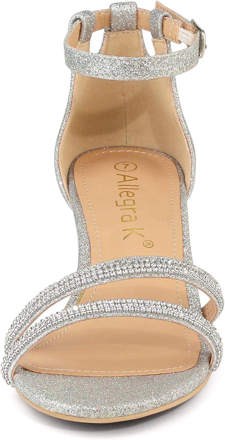 imageAllegra K Womens Stiletto Kitten Heels Glitter Heel SandalsSilver