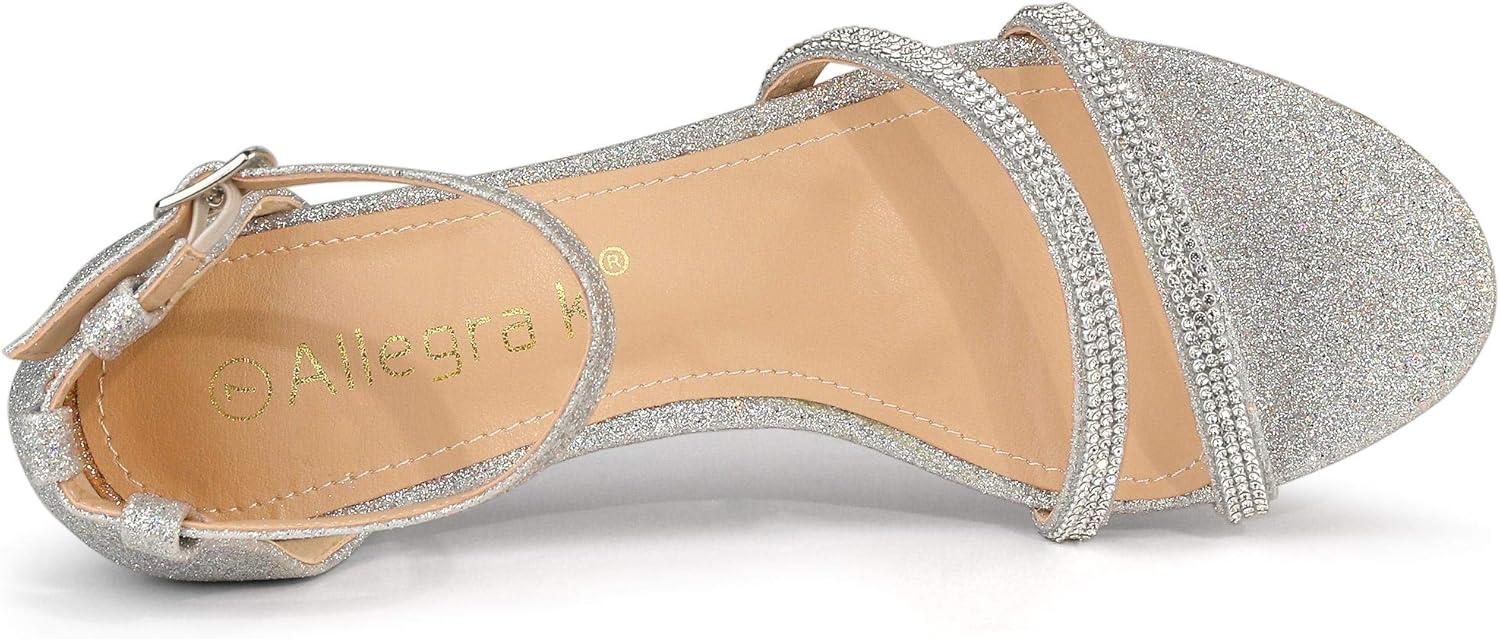 imageAllegra K Womens Stiletto Kitten Heels Glitter Heel SandalsSilver