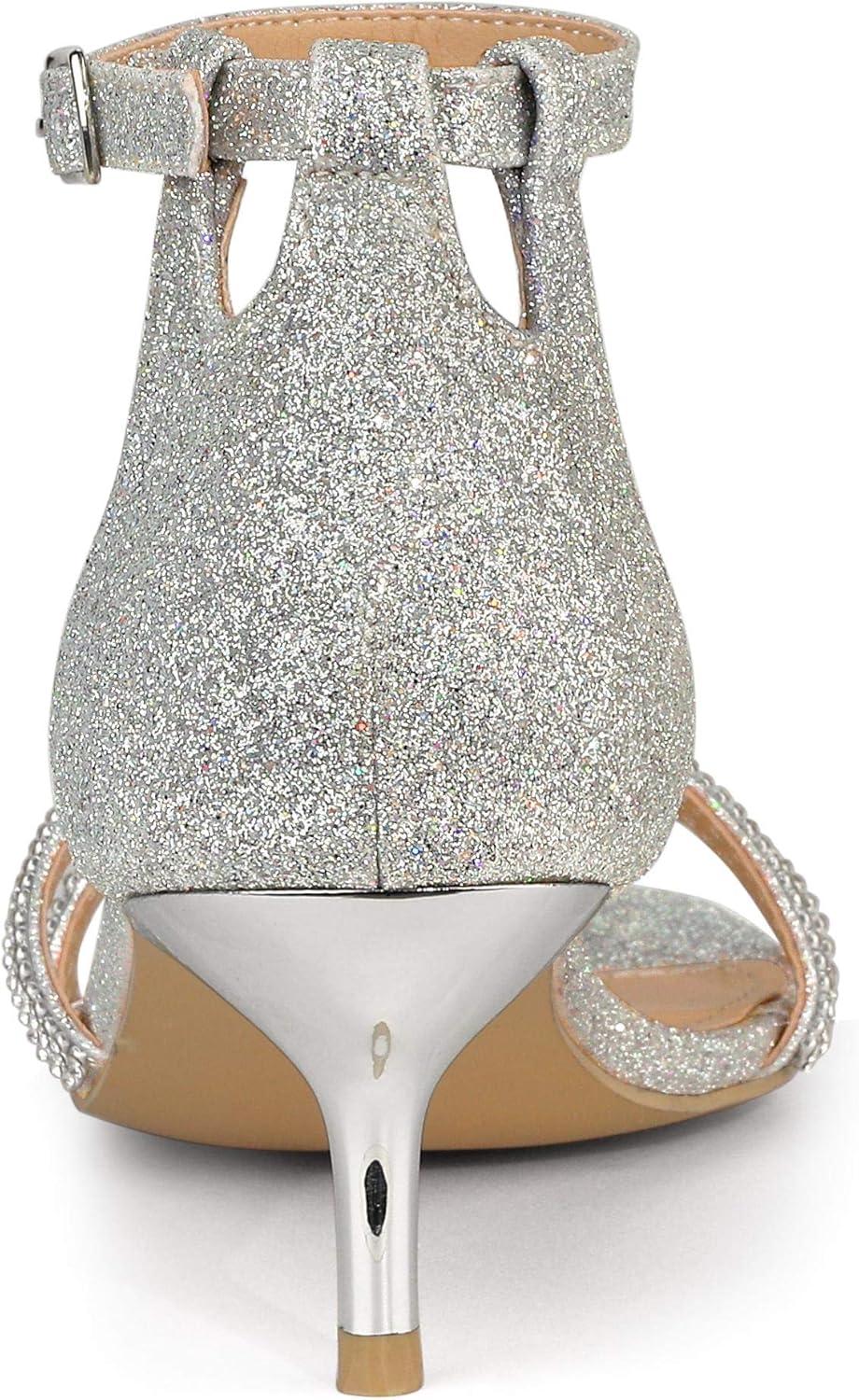 imageAllegra K Womens Stiletto Kitten Heels Glitter Heel SandalsSilver