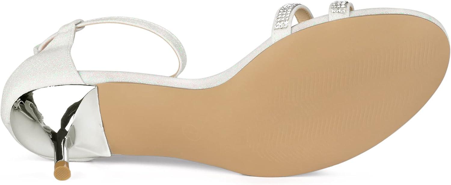 imageAllegra K Womens Stiletto Kitten Heels Glitter Heel SandalsWhite