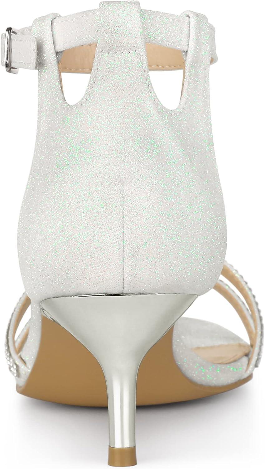 imageAllegra K Womens Stiletto Kitten Heels Glitter Heel SandalsWhite
