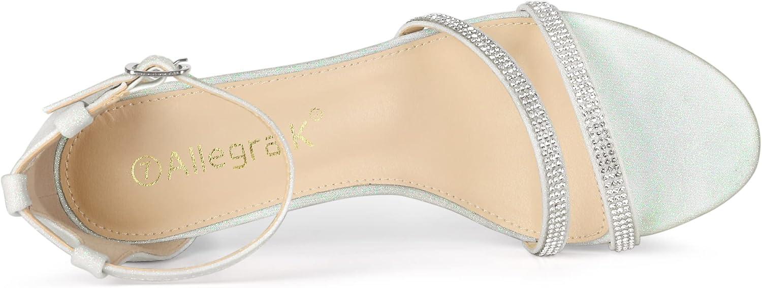 imageAllegra K Womens Stiletto Kitten Heels Glitter Heel SandalsWhite