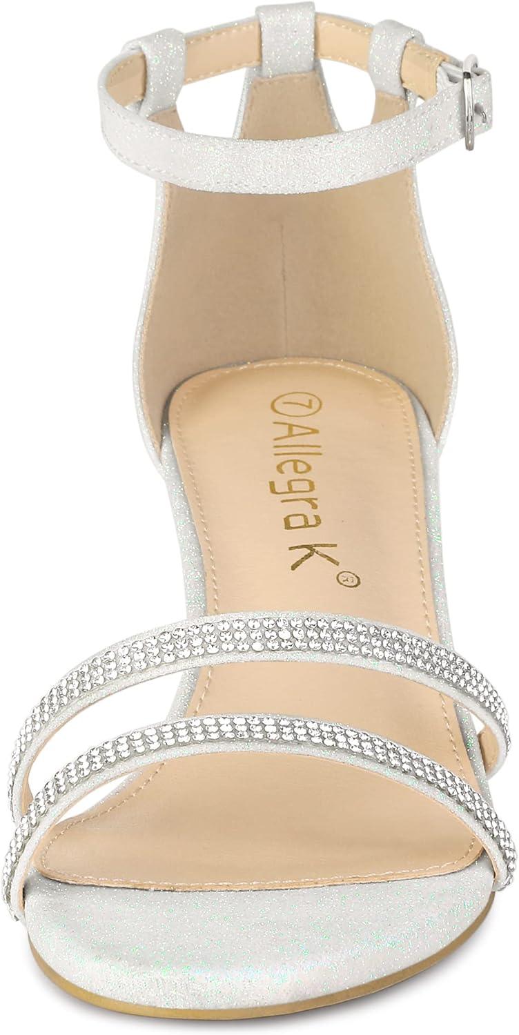imageAllegra K Womens Stiletto Kitten Heels Glitter Heel SandalsWhite