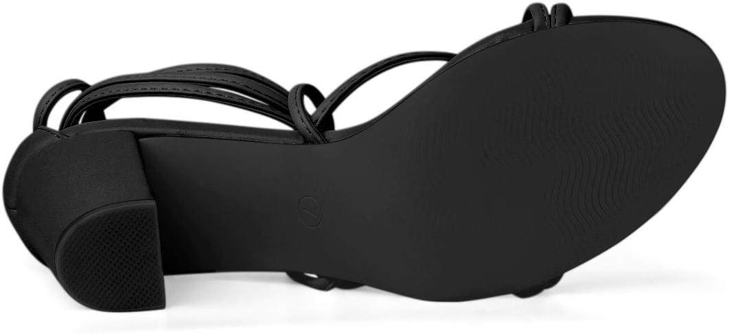 imageAllegra K Womens Strappy Lace Up Chunky Heeled SandalsBlack