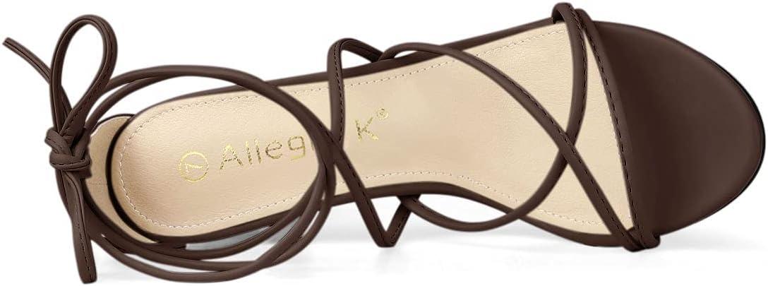imageAllegra K Womens Strappy Lace Up Chunky Heeled SandalsCoffee