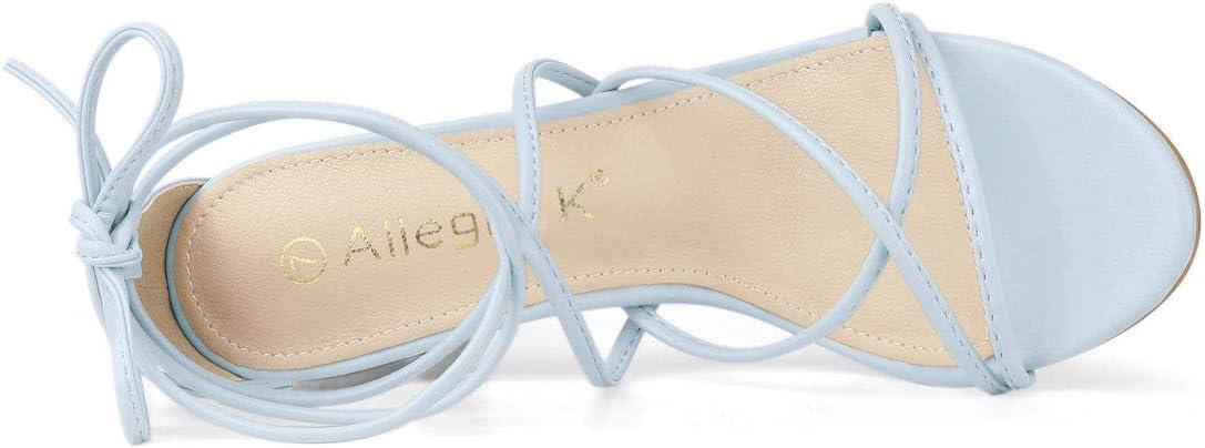 imageAllegra K Womens Strappy Lace Up Chunky Heeled SandalsSky Blue