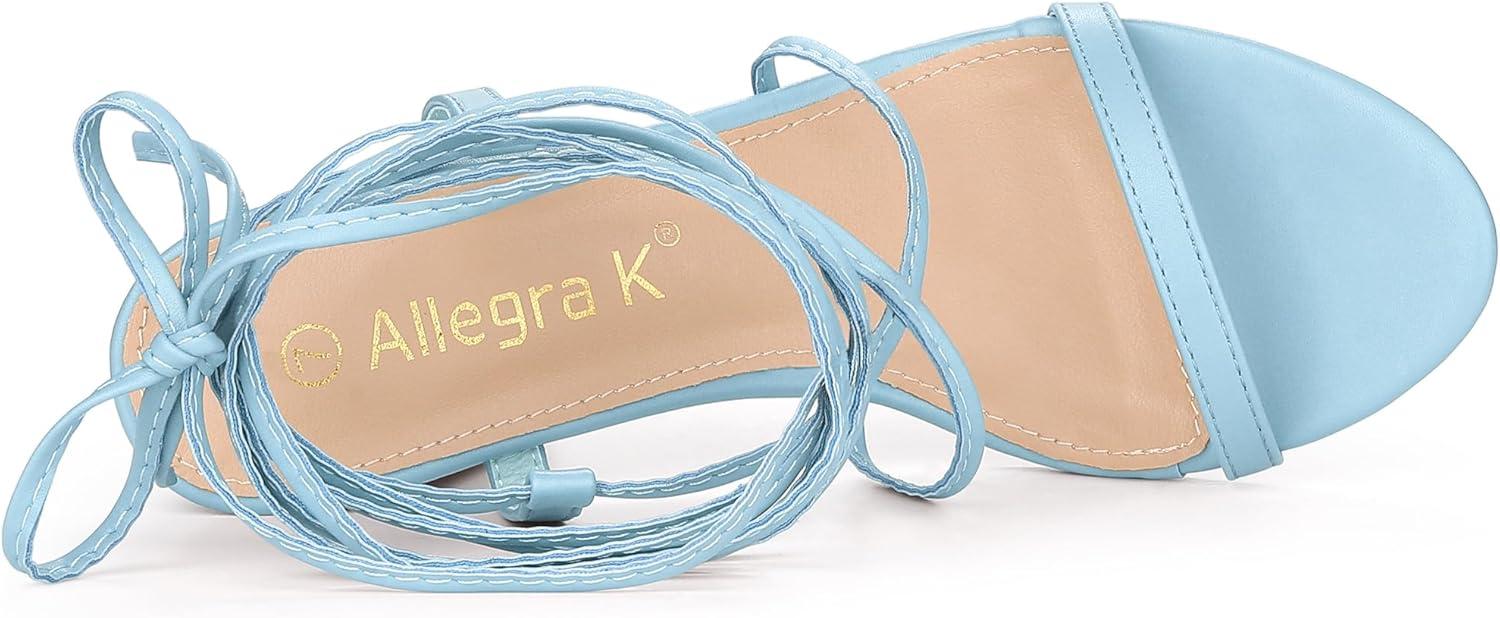 imageAllegra K Womens Strappy One Strap Lace Up Chunky Heels SandalsSky Blue