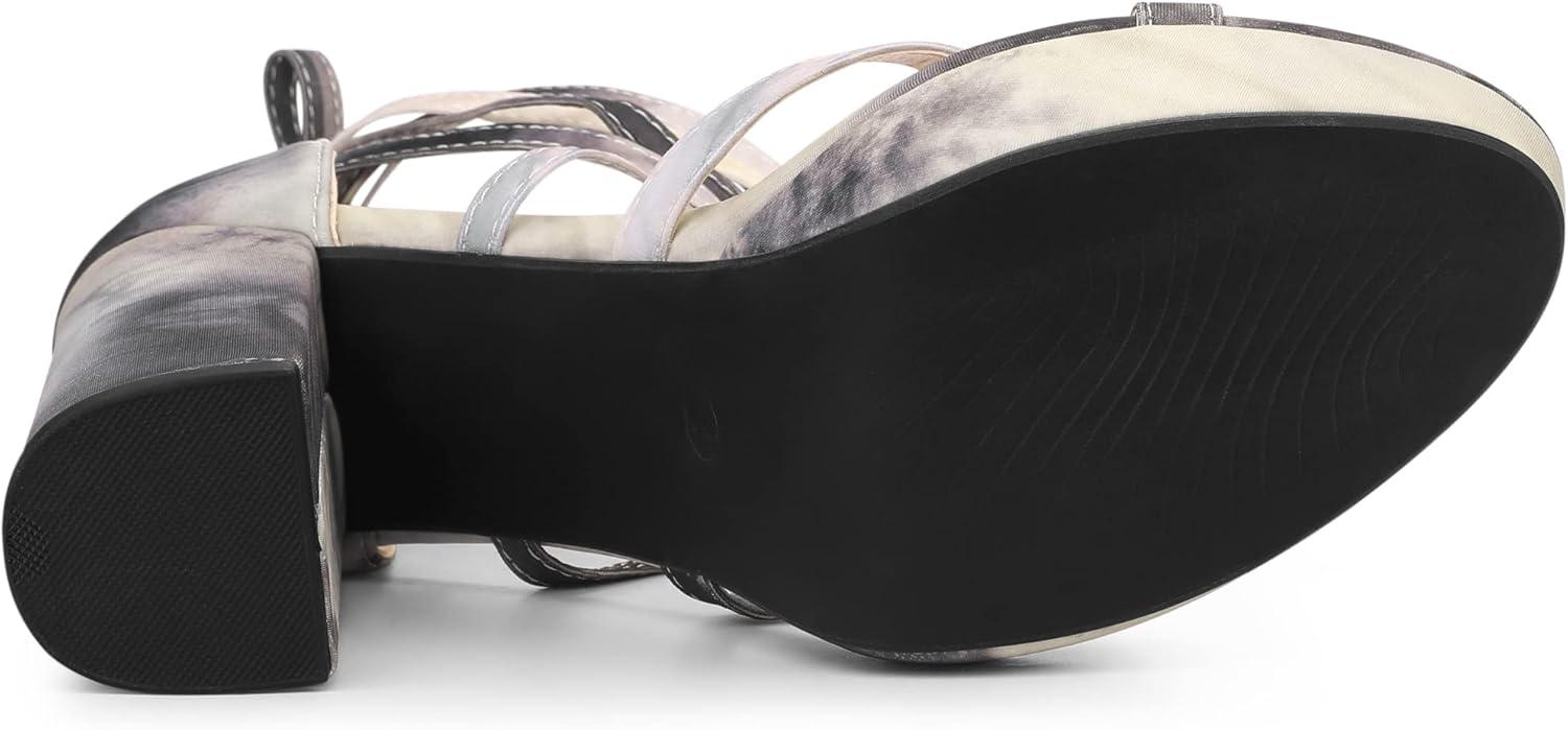 imageAllegra K Womens Tie Dye Platform Chunky Heel Lace Up SandalsBlack
