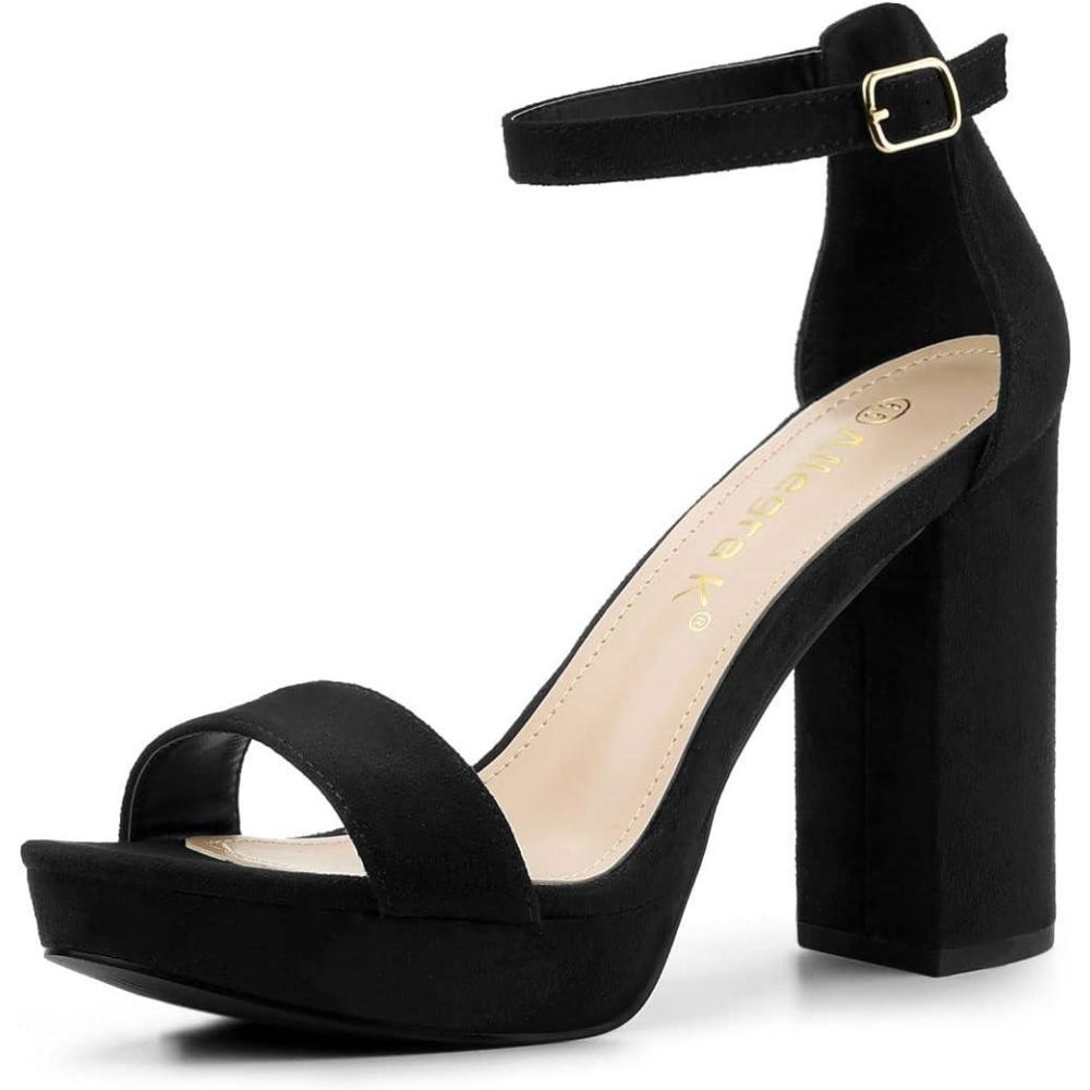 imageAllegra K Womens Ankle Strap Platform Chunky Heels SandalsBlack