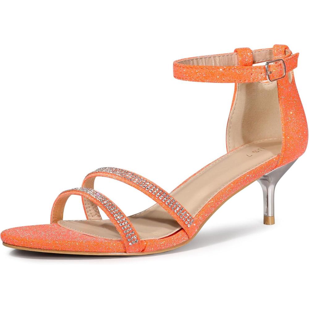 imageAllegra K Womens Stiletto Kitten Heels Glitter Heel SandalsOrange