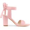 imageAllegra K Women Open Toe Ankle Tie Back Chunky Heel SandalsBling Pink