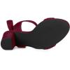 imageAllegra K Women Open Toe Ankle Tie Back Chunky Heel SandalsBurgundy