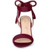 imageAllegra K Women Open Toe Ankle Tie Back Chunky Heel SandalsBurgundy