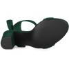 imageAllegra K Women Open Toe Ankle Tie Back Chunky Heel SandalsDark Green