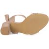 imageAllegra K Women Open Toe Ankle Tie Back Chunky Heel SandalsNude