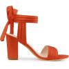 imageAllegra K Women Open Toe Ankle Tie Back Chunky Heel SandalsOrange