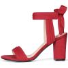 imageAllegra K Women Open Toe Ankle Tie Back Chunky Heel SandalsRed
