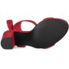 imageAllegra K Women Open Toe Ankle Tie Back Chunky Heel SandalsRed