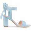 imageAllegra K Women Open Toe Ankle Tie Back Chunky Heel SandalsSky Blue