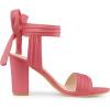 imageAllegra K Women Open Toe Ankle Tie Back Chunky Heel SandalsWatermelon Red