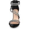 imageAllegra K Womens Ankle Strap Rhinestone Stiletto Heeled SandalsBlack