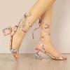 imageAllegra K Womens Block Heel Sandals Lace Up HeelsFloral Pink