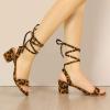 imageAllegra K Womens Block Heel Sandals Lace Up HeelsLeopard Print