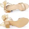 imageAllegra K Womens Bow Shoes Open Toe Chunky Heel SandalsChampagne