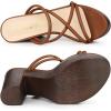 imageAllegra K Womens Chunky Heel Strappy Platform Heels Slide SandalsDark Brown