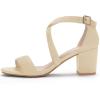 imageAllegra K Womens Crisscross Ankle Strap Block Heel SandalsBeige