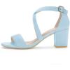 imageAllegra K Womens Crisscross Ankle Strap Block Heel SandalsBlue