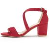 imageAllegra K Womens Crisscross Ankle Strap Block Heel SandalsRed