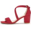 imageAllegra K Womens Crisscross Ankle Strap Block Heel SandalsRed
