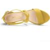 imageAllegra K Womens Crisscross Ankle Strap Block Heel SandalsYellow