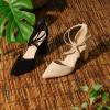 imageAllegra K Womens Crisscross Strap Wedding Shoes Pointed Toe Chunky Heels PumpsBlack