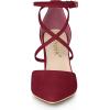 imageAllegra K Womens Crisscross Strap Wedding Shoes Pointed Toe Chunky Heels PumpsBurgundy