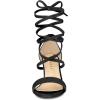 imageAllegra K Womens Faux Velvet Lace Up Chunky Heel Strappy SandalsBlack