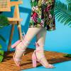 imageAllegra K Womens Faux Velvet Lace Up Chunky Heel Strappy SandalsLight Pink