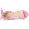 imageAllegra K Womens Faux Velvet Lace Up Chunky Heel Strappy SandalsLight Pink