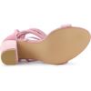 imageAllegra K Womens Faux Velvet Lace Up Chunky Heel Strappy SandalsLight Pink