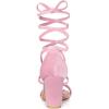 imageAllegra K Womens Faux Velvet Lace Up Chunky Heel Strappy SandalsLight Pink