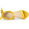 imageAllegra K Womens Faux Velvet Lace Up Chunky Heel Strappy SandalsYellow