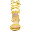 imageAllegra K Womens Faux Velvet Lace Up Chunky Heel Strappy SandalsYellow