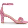 imageAllegra K Womens Glitter Ankle Strap Chunky Heeled SandalsPink