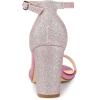 imageAllegra K Womens Glitter Ankle Strap Chunky Heels Pink Sandals 8 M US