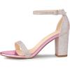 imageAllegra K Womens Glitter Ankle Strap Chunky Heels Pink Sandals 8 M US