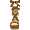 imageAllegra K Womens Lace Up Platform Block Heel SandalsBrown