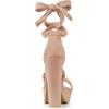 imageAllegra K Womens Lace Up Platform Block Heel SandalsNude