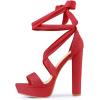 imageAllegra K Womens Lace Up Platform Block Heel SandalsRed