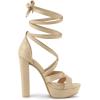 imageAllegra K Womens Lace Up Platform Chunky High Heels SandalsBeige